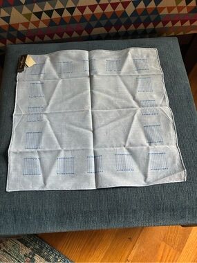 Paul Stuart light blue embroidered pocket square NWT